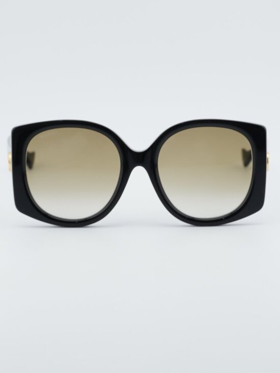 Gucci GG1257SA 004 Sunglasses Black Butterfly Frame, Gradient Brown Lenses